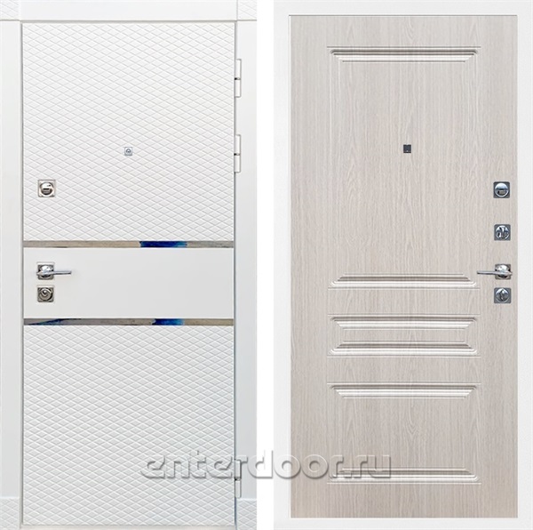 Входная металлическая дверь Сенатор Бастион ФЛ-243 (Белый матовый / Дуб белёный)
