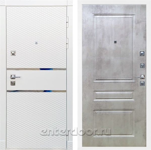 Входная металлическая дверь Сенатор Бастион ФЛ-243 (Белый матовый / Бетон светлый)