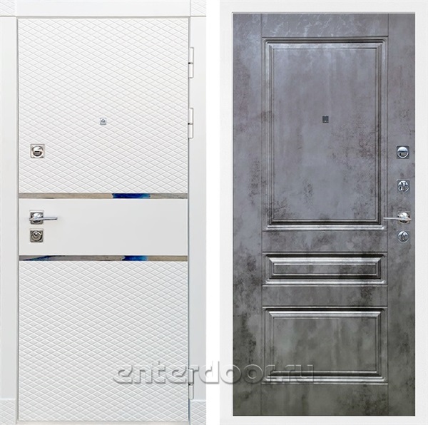 Входная металлическая дверь Сенатор Бастион ФЛ-243 (Белый матовый / Бетон темный)