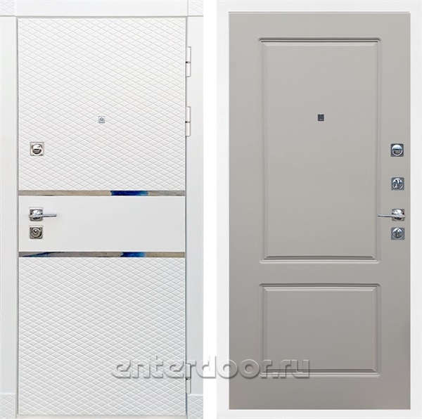 Входная металлическая дверь Сенатор Бастион ФЛ-117 (Белый матовый / Грей софт)