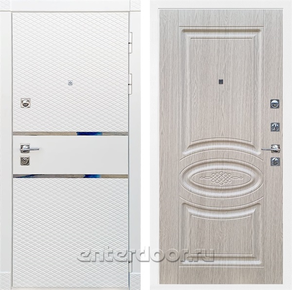 Входная металлическая дверь Сенатор Бастион ФЛ-181 (Белый матовый / Беленый дуб)