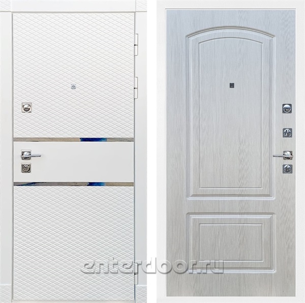 Входная металлическая дверь Сенатор Бастион ФЛ-138 (Белый матовый / Лиственница беж)