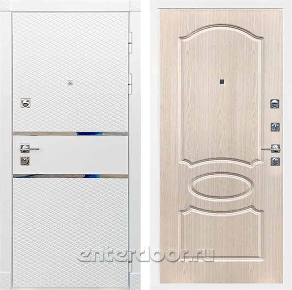 Входная металлическая дверь Сенатор Бастион ФЛ-128 (Белый матовый / Беленый дуб)