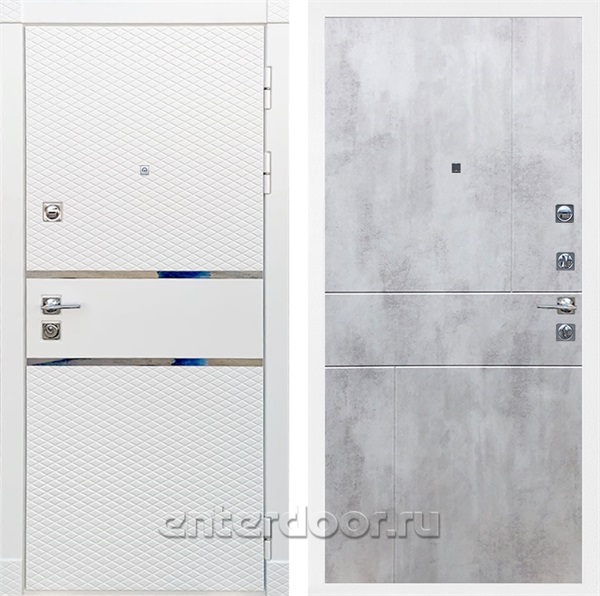 Входная металлическая дверь Сенатор Бастион ФЛ-290 (Белый матовый / Бетон светлый)