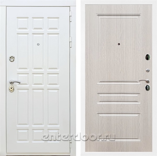 Входная металлическая дверь Сиэтл White ФЛ-243 (Белый матовый / Беленый дуб)
