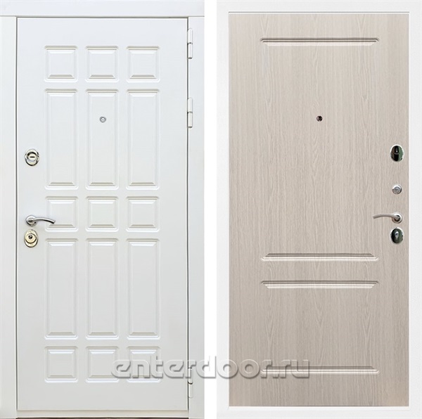 Входная металлическая дверь Сиэтл White ФЛ-117 (Белый матовый / Беленый дуб)