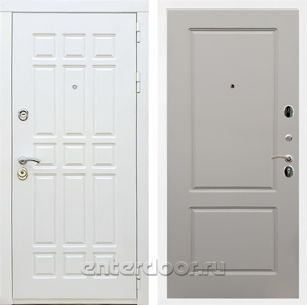 Входная металлическая дверь Сиэтл White ФЛ-117 (Белый матовый / Грей софт)