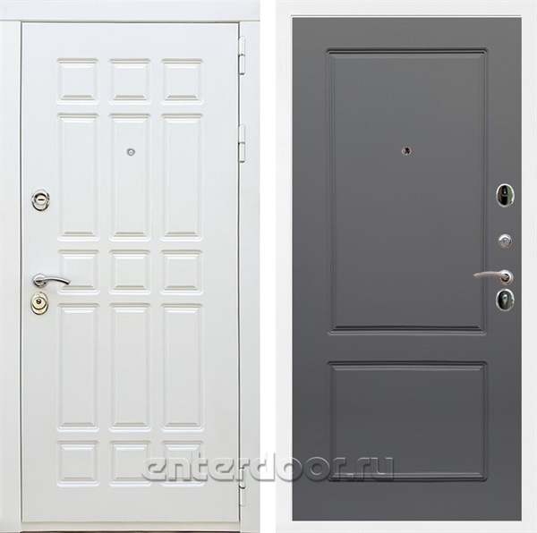 Входная металлическая дверь Сиэтл White ФЛ-117 (Белый матовый / Графит софт)