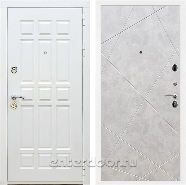 Входная металлическая дверь Сиэтл White ФЛ-291 (Белый матовый / Бетон светлый)