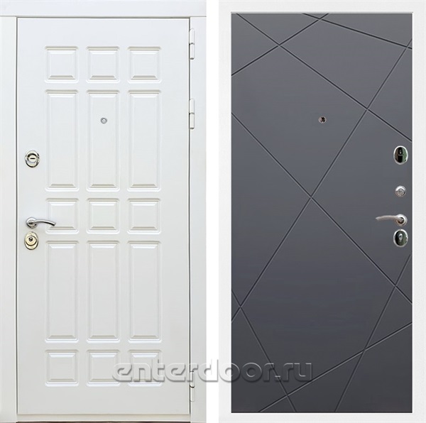 Входная металлическая дверь Сиэтл White ФЛ-291 (Белый матовый / Графит софт)