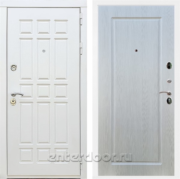 Входная металлическая дверь Сиэтл White ФЛ-119 (Белый матовый / Лиственница беж)