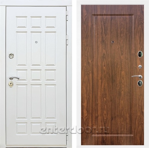 Входная металлическая дверь Сиэтл White ФЛ-119 (Белый матовый / Орех темный)
