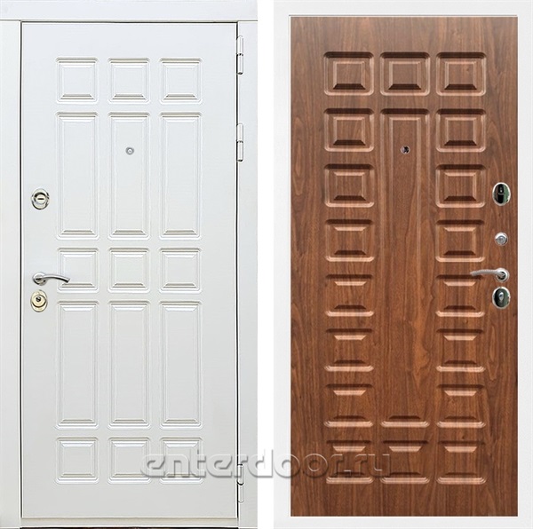 Входная металлическая дверь Сиэтл White ФЛ-183 (Белый матовый / Берёза морёная)