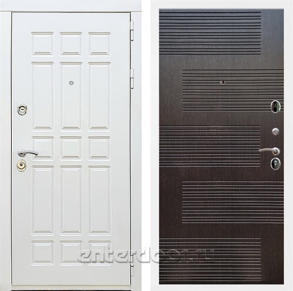 Входная металлическая дверь Сиэтл White ФЛ-185 (Белый матовый / Венге)