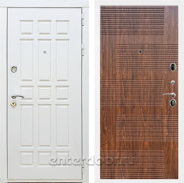 Входная металлическая дверь Сиэтл White ФЛ-185 (Белый матовый / Орех темный)