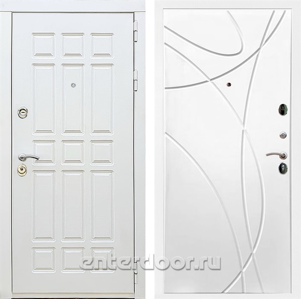 Входная металлическая дверь Сиэтл White ФЛ-247 (Белый матовый / Белый ясень)