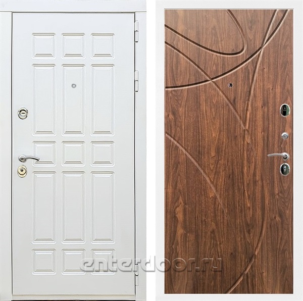 Входная металлическая дверь Сиэтл White ФЛ-247 (Белый матовый / Орех темный)