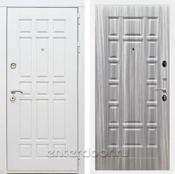 Входная металлическая дверь Сиэтл White ФЛ-244 (Белый матовый / Сандал серый)