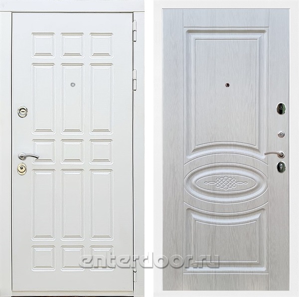 Входная металлическая дверь Сиэтл White ФЛ-181 (Белый матовый / Лиственница беж)