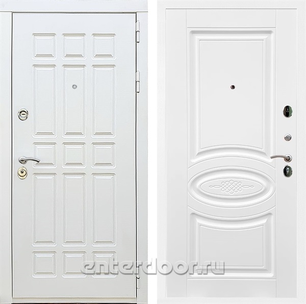 Входная металлическая дверь Сиэтл White ФЛ-181 (Белый матовый / Белый ясень)