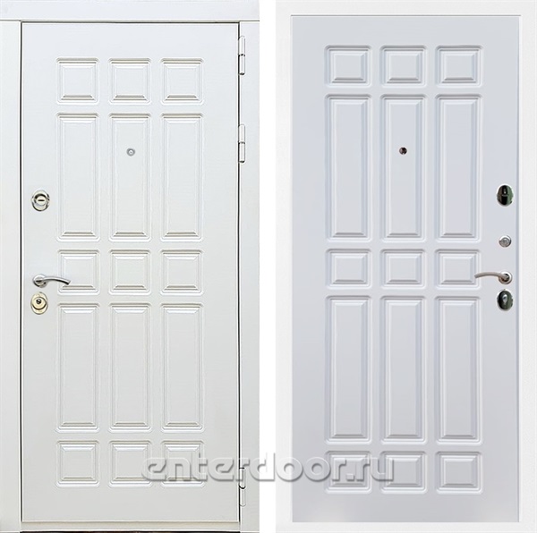 Входная металлическая дверь Сиэтл White ФЛ-33 (Белый матовый / Белый ясень)