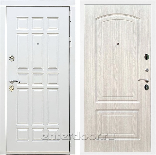 Входная металлическая дверь Сиэтл White ФЛ-138 (Белый матовый / Беленый дуб)