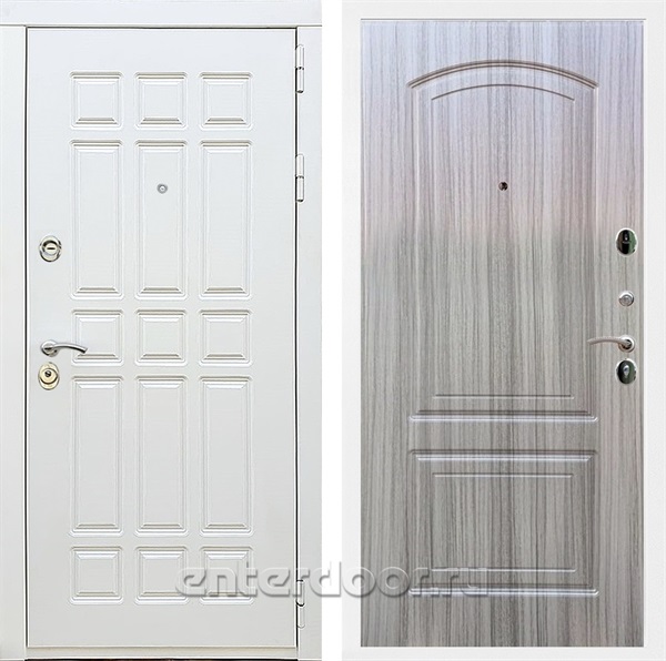 Входная металлическая дверь Сиэтл White ФЛ-138 (Белый матовый / Сандал серый)