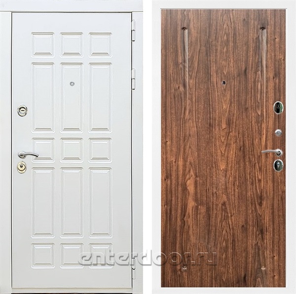 Входная металлическая дверь Сиэтл White ФЛ-68 (Белый матовый / Орех темный)