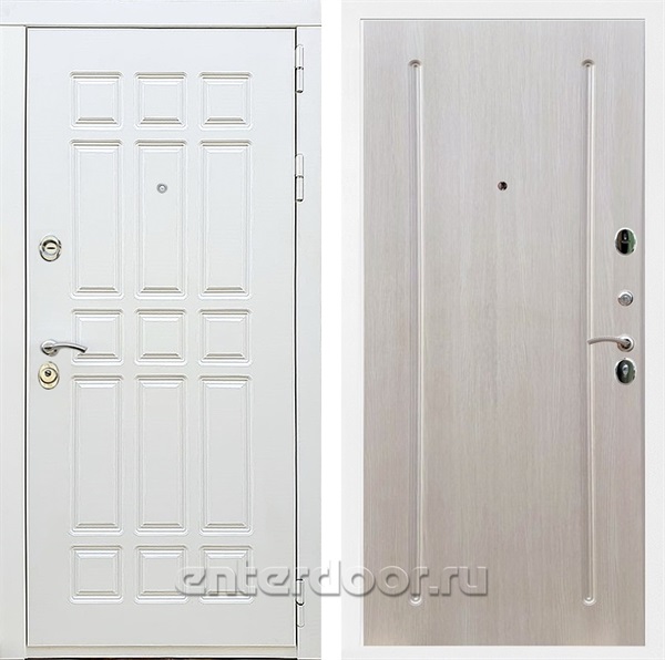 Входная металлическая дверь Сиэтл White ФЛ-68 (Белый матовый / Беленый дуб)