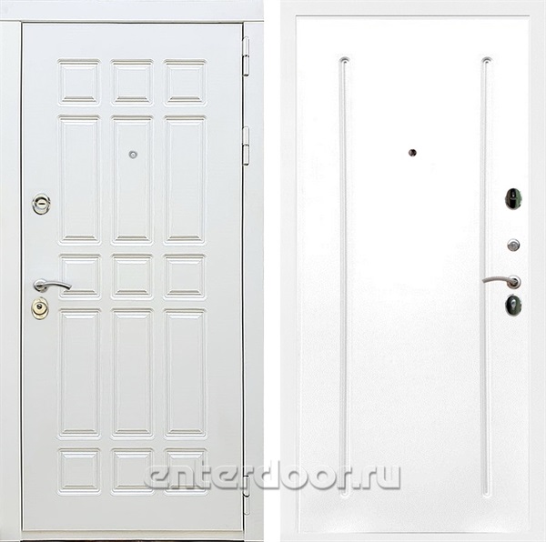 Входная металлическая дверь Сиэтл White ФЛ-68 (Белый матовый / Белый ясень)