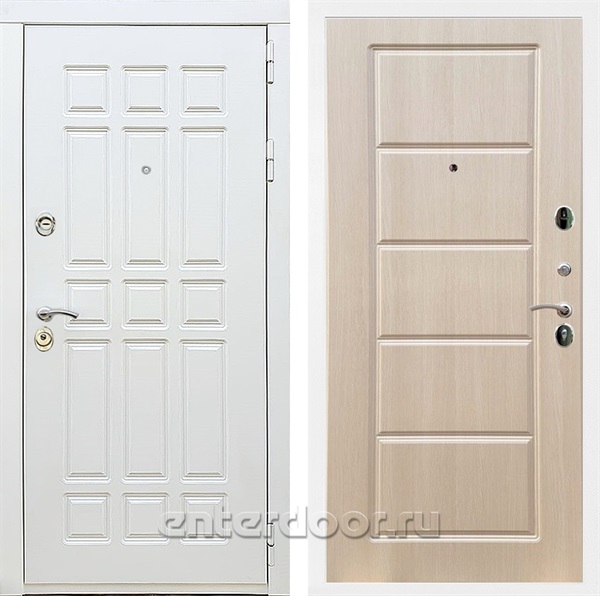 Входная металлическая дверь Сиэтл White ФЛ-39 (Белый матовый / Беленый дуб)