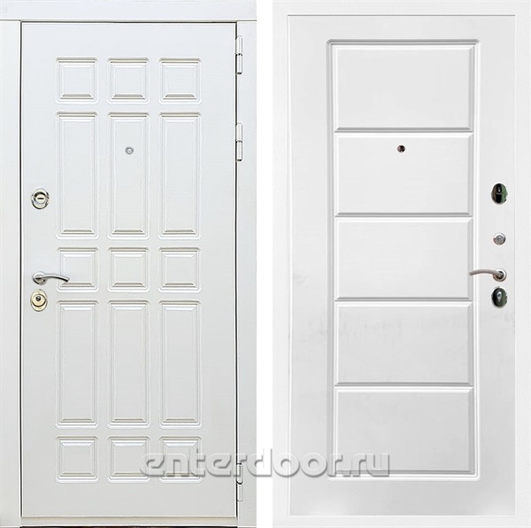 Входная металлическая дверь Сиэтл White ФЛ-39 (Белый матовый / Белый ясень)
