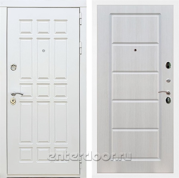 Входная металлическая дверь Сиэтл White ФЛ-39 (Белый матовый / Лиственница беж)