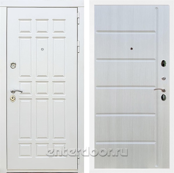 Входная металлическая дверь Сиэтл White ФЛ-102 (Белый матовый / Лиственница беж)