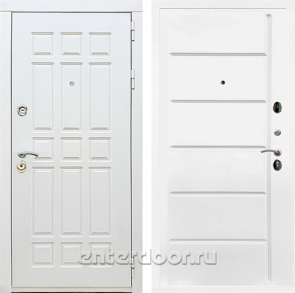 Входная металлическая дверь Сиэтл White ФЛ-102 (Белый матовый / Белый ясень)