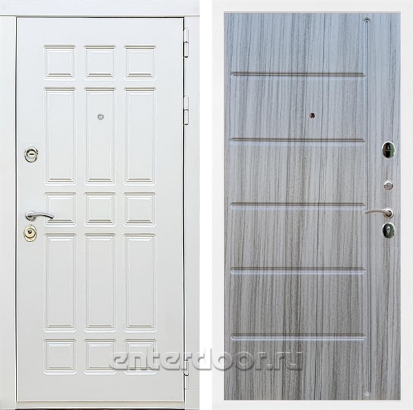 Входная металлическая дверь Сиэтл White ФЛ-102 (Белый матовый / Сандал серый)