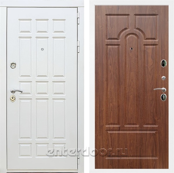 Входная металлическая дверь Сиэтл White ФЛ-58 (Белый матовый / Берёза морёная)