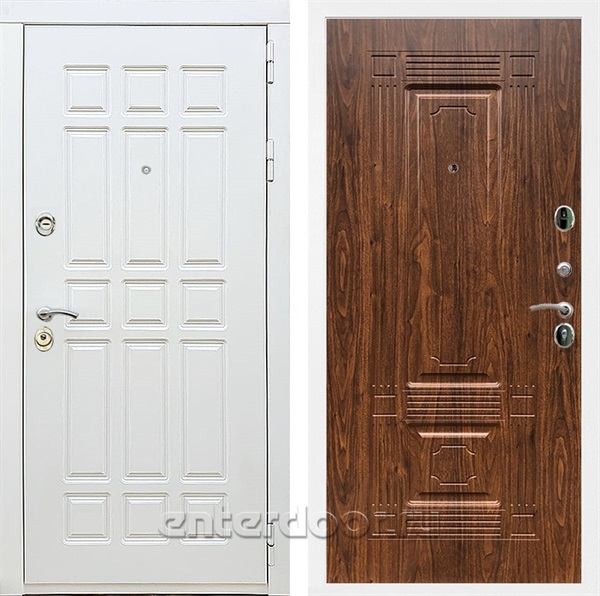 Входная металлическая дверь Сиэтл White ФЛ-2 (Белый матовый / Берёза морёная)