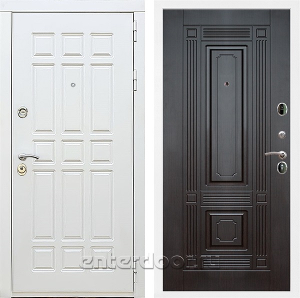 Входная металлическая дверь Сиэтл White ФЛ-2 (Белый матовый / Венге)