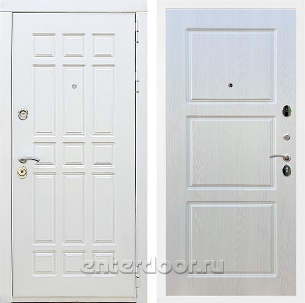 Входная металлическая дверь Сиэтл White ФЛ-3 (Белый матовый / Лиственница беж)