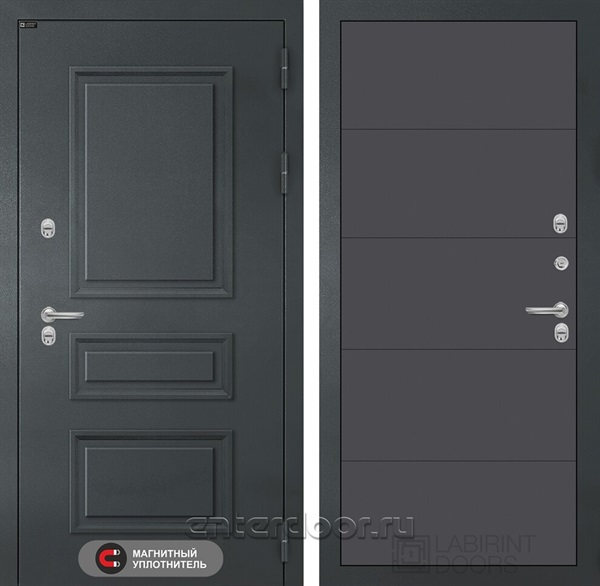Уличная металлическая дверь с терморазрывом Атлантик 13 (Графитовый серый RAL 7024 / Графит софт)