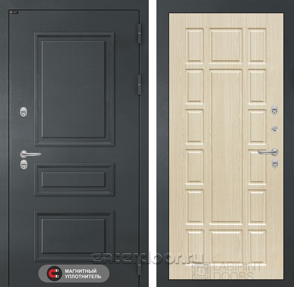 Уличная металлическая дверь с терморазрывом Атлантик 12 (Графитовый серый RAL 7024 / Беленый дуб)