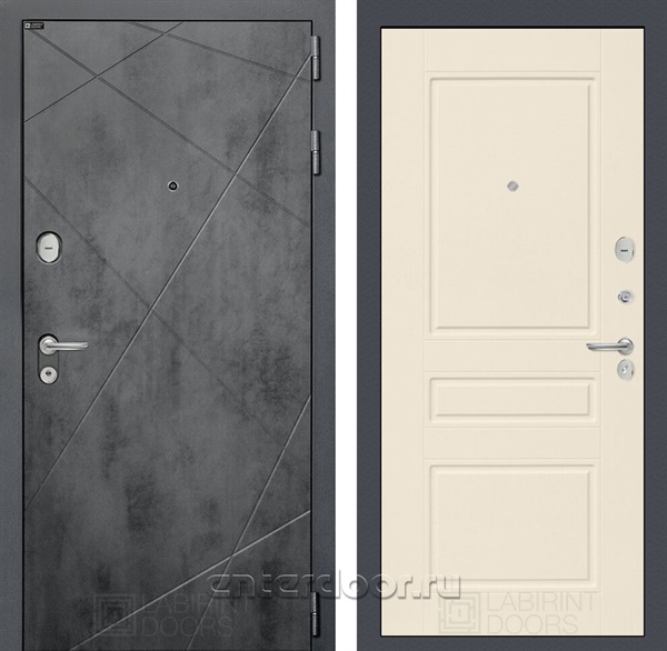 Входная металлическая дверь Лабиринт Лофт 03 (Бетон темный / Крем софт)