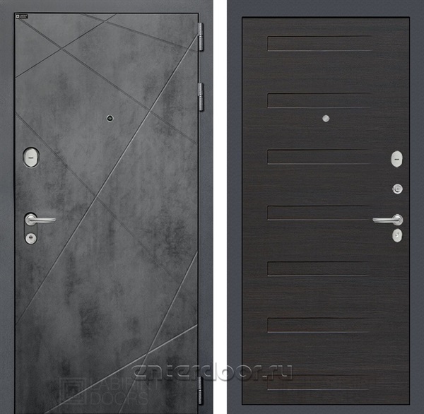 Входная металлическая дверь Лабиринт Лофт 14 (Бетон темный / Эковенге горизонтальный)