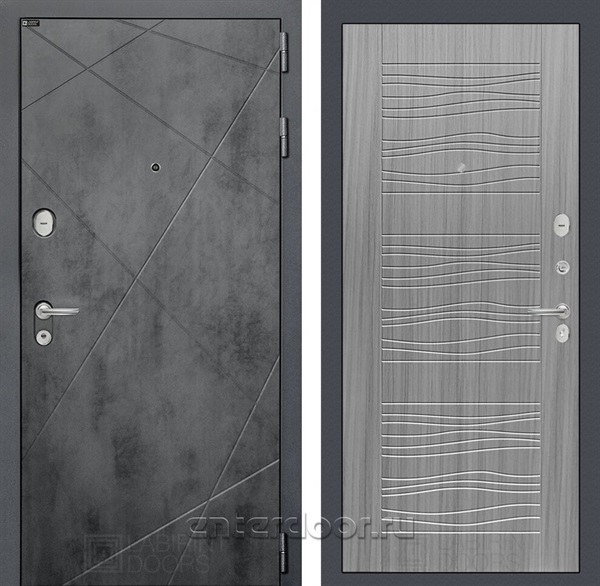 Входная металлическая дверь Лабиринт Лофт 06 (Бетон темный / Сандал серый)