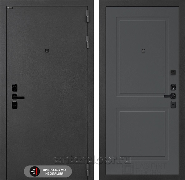 Входная металлическая дверь Лабиринт Acustic 11 (Муар серый / Графит софт)
