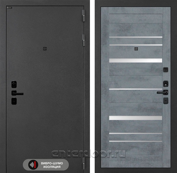 Входная металлическая дверь Лабиринт Acustic 20 (Муар серый / Бетон темный)