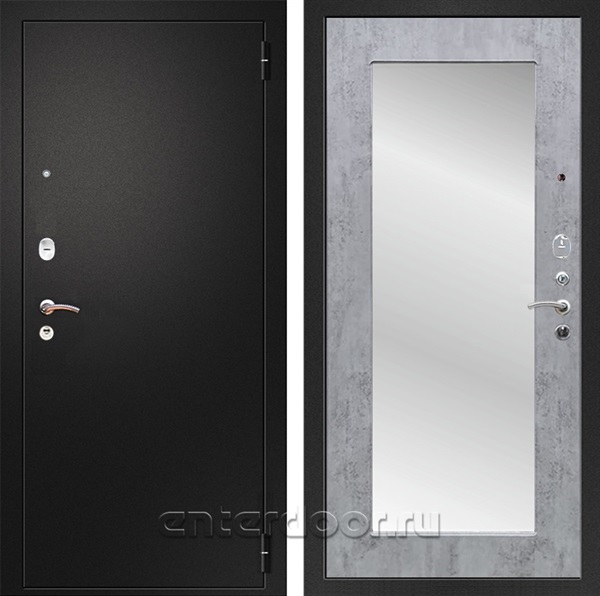 Входная металлическая дверь Армада Арсенал с зеркалом Пастораль (Черный муар / Бетон темный)