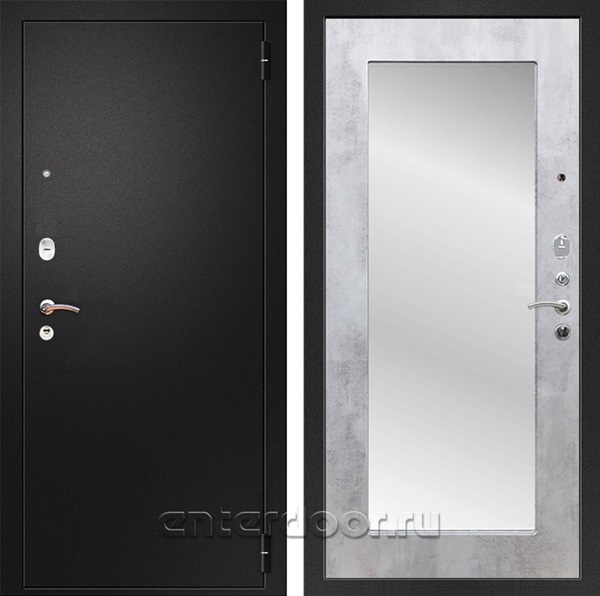 Входная металлическая дверь Армада Арсенал с зеркалом Пастораль (Черный муар / Бетон светлый)