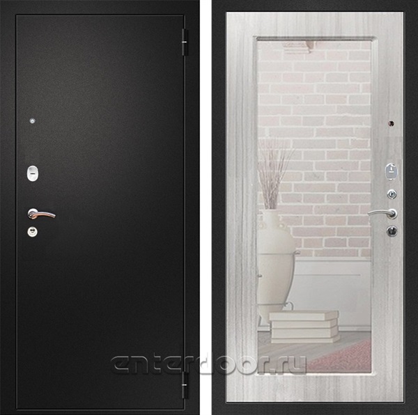 Входная металлическая дверь Армада Арсенал с зеркалом Пастораль (Черный муар / Сандал белый)